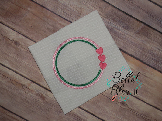 Valentines Circle Frame  Machine Embroidery Monogram circle 6x6