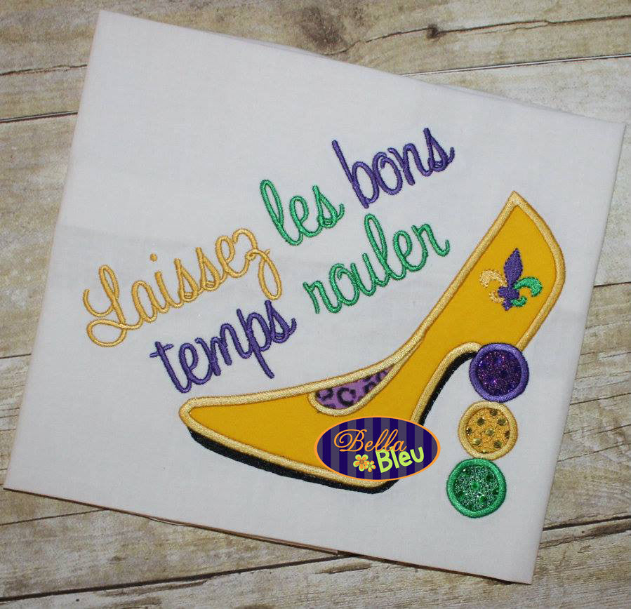 Sexy Mardi Gras Heels Heel Stiletto Applique Embroidery Design