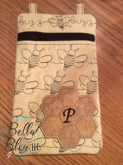 ITH Bee Honeycomb Purse  Stipple Quilting Stitch zipper bag