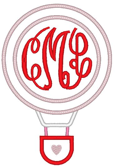 Hot Air Balloon Monogram Frame Applique