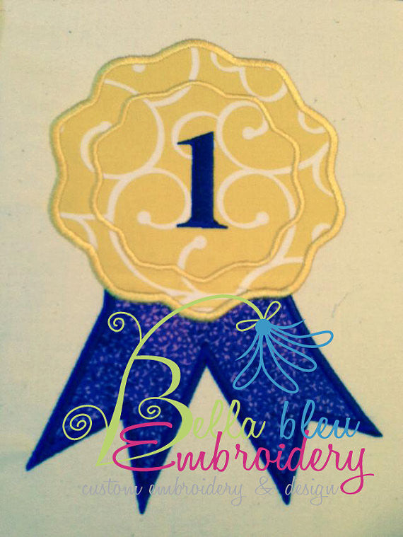 Applique Fair 1st Place Ribbon Monogram Machine Embroidery Design