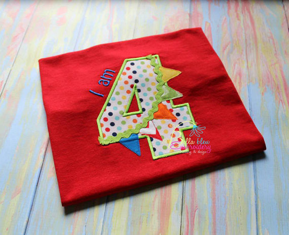 Birthday Age Raggy Banner Bunting Number Set Embroidery Applique design machine embroidery