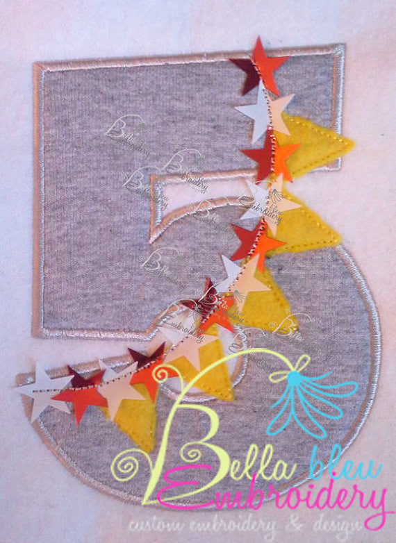 Birthday Age Raggy Banner Bunting Number Set Embroidery Applique design machine embroidery