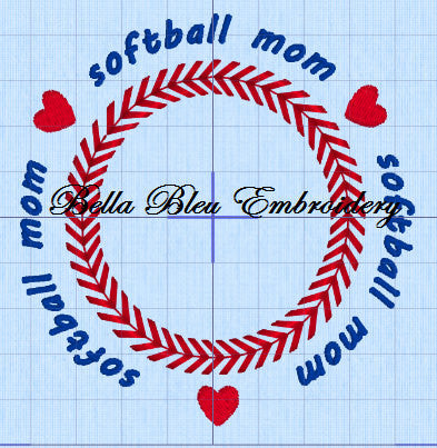 Baseball Softball Mom Stitches Monogram Embroidery Design