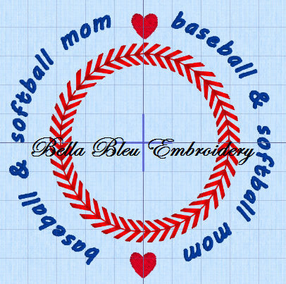 Baseball Softball Mom Stitches Monogram Embroidery Design