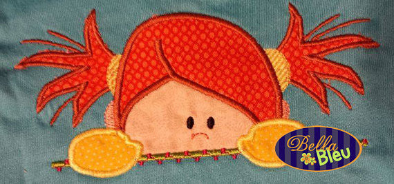 Mimi Girl Peeker Towel Topper Applique Machine Embroidery Design