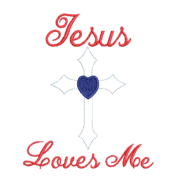 Jesus Loves Me Cross Bean Stitch Applique machine embroidery design