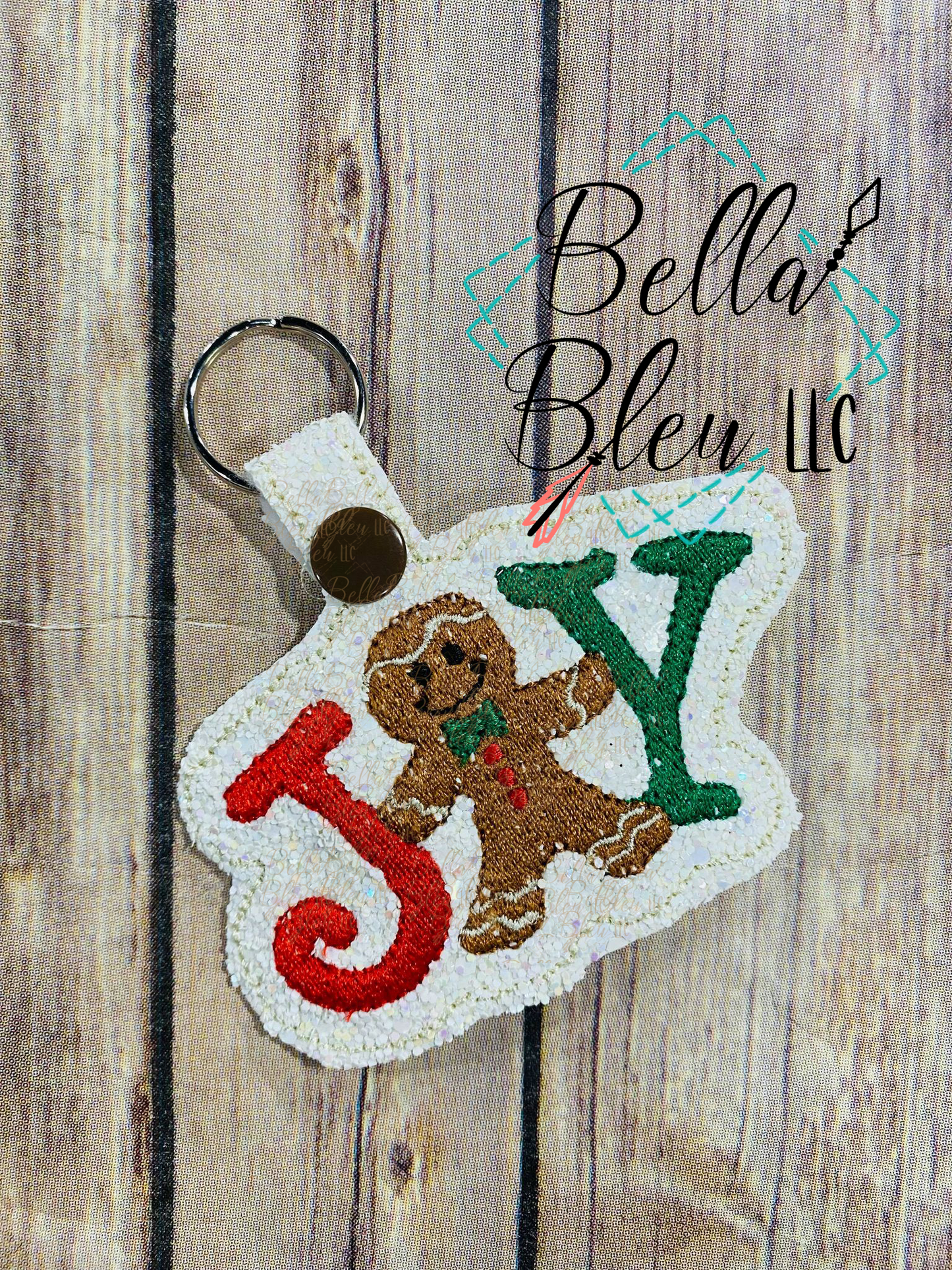 Christmas Joy with Gingerbread man Key fob