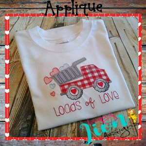 Valentines Dump Truck Applique