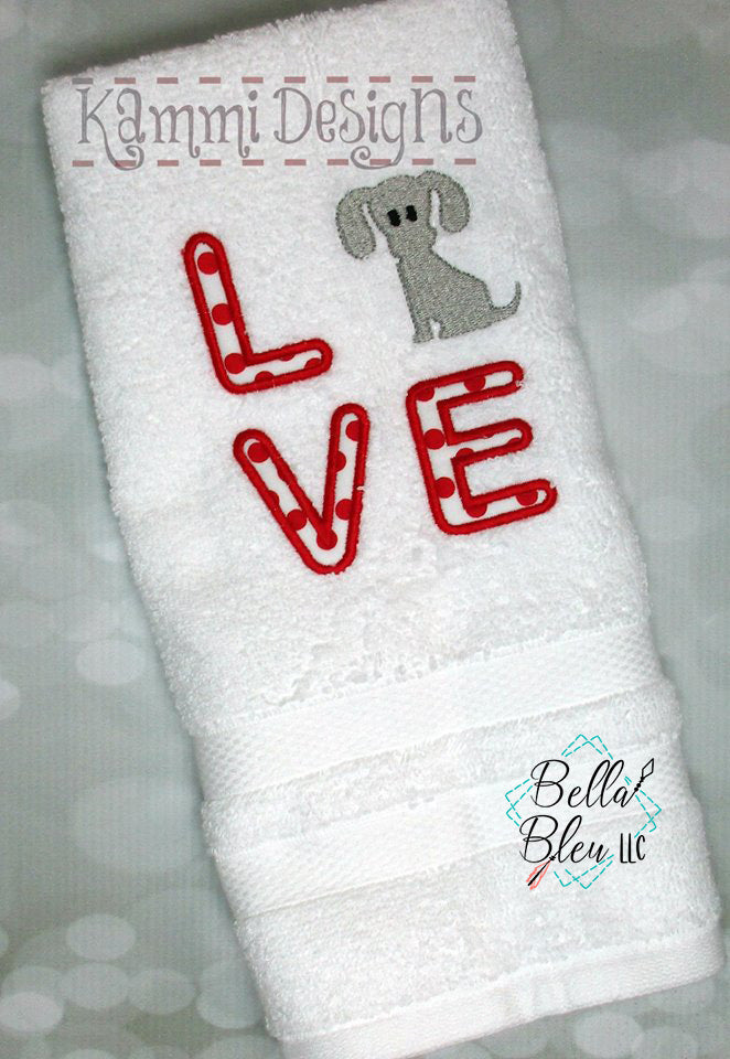 Love Dogs Dog Machine Applique Embroidery design 5x5