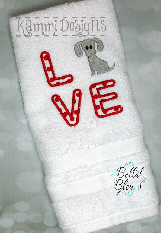 Love Dogs Dog Machine Applique Embroidery design 8x8