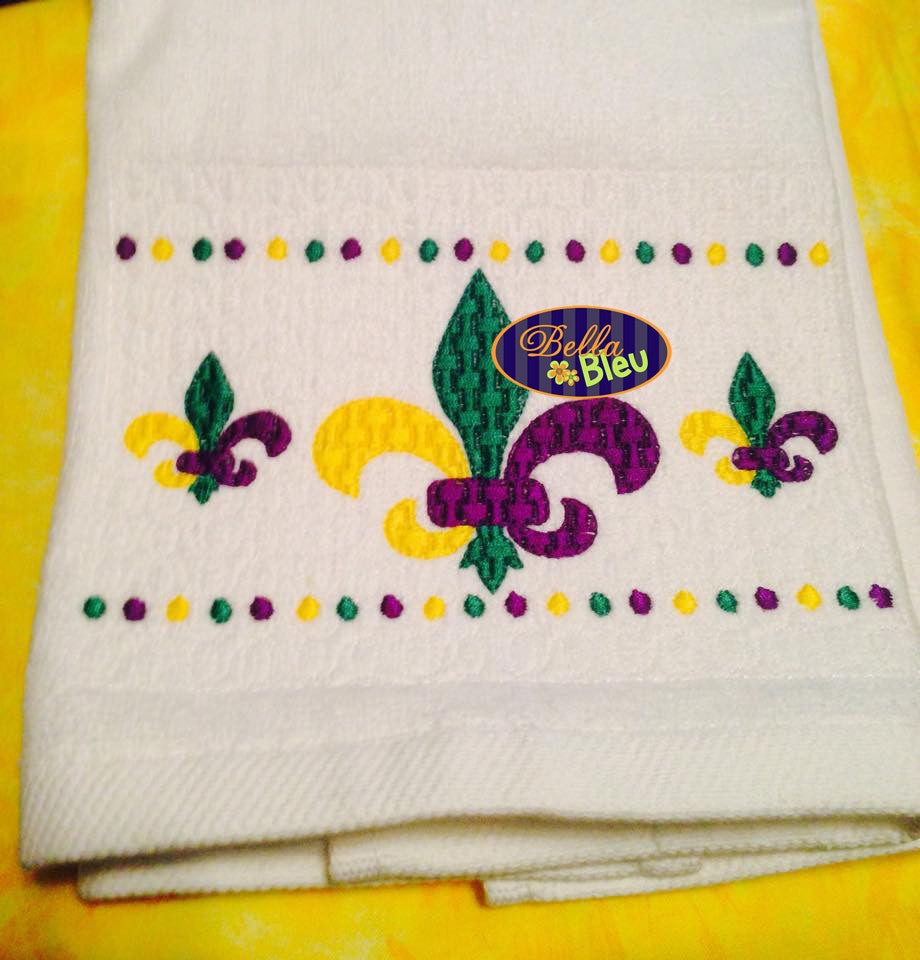 Faux Smocking Mardi Gras Fleur De Lis Machine Embroidery Design