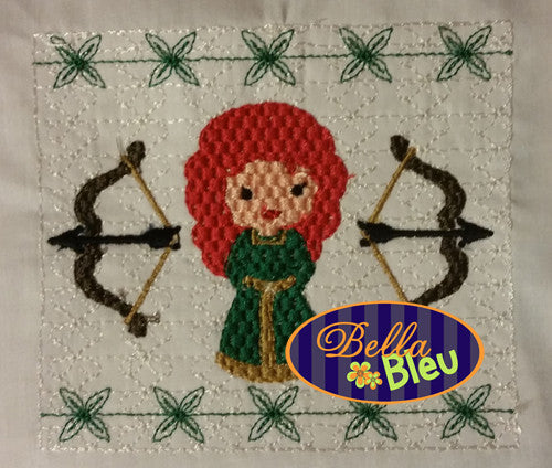 Faux Smocking Smock Smocked Princess Merida Inspired Bow Machine Embroidery Design