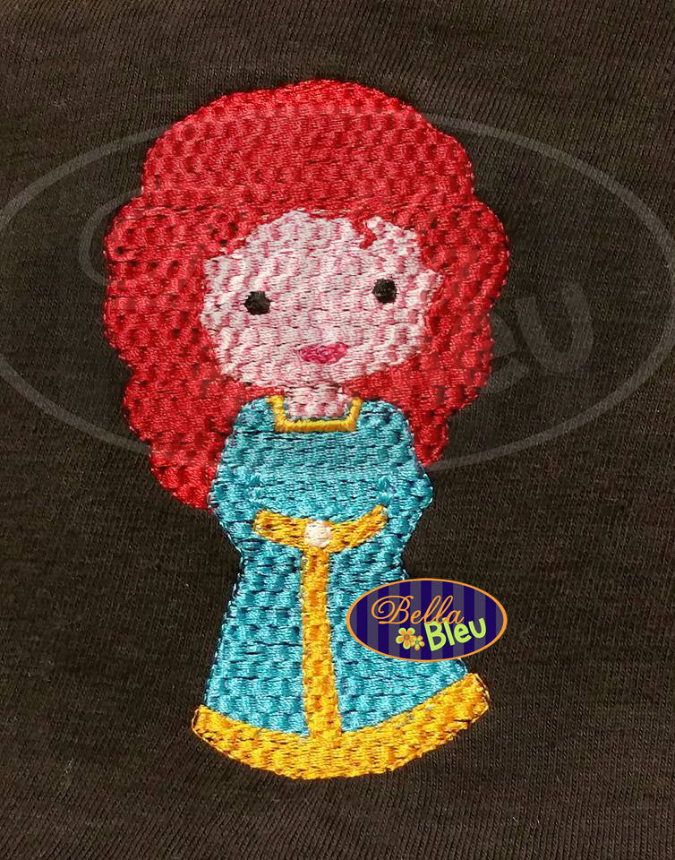 Basketweave Faux Smock Style Princess Inspired Merida Brave Machine Embroidery Design