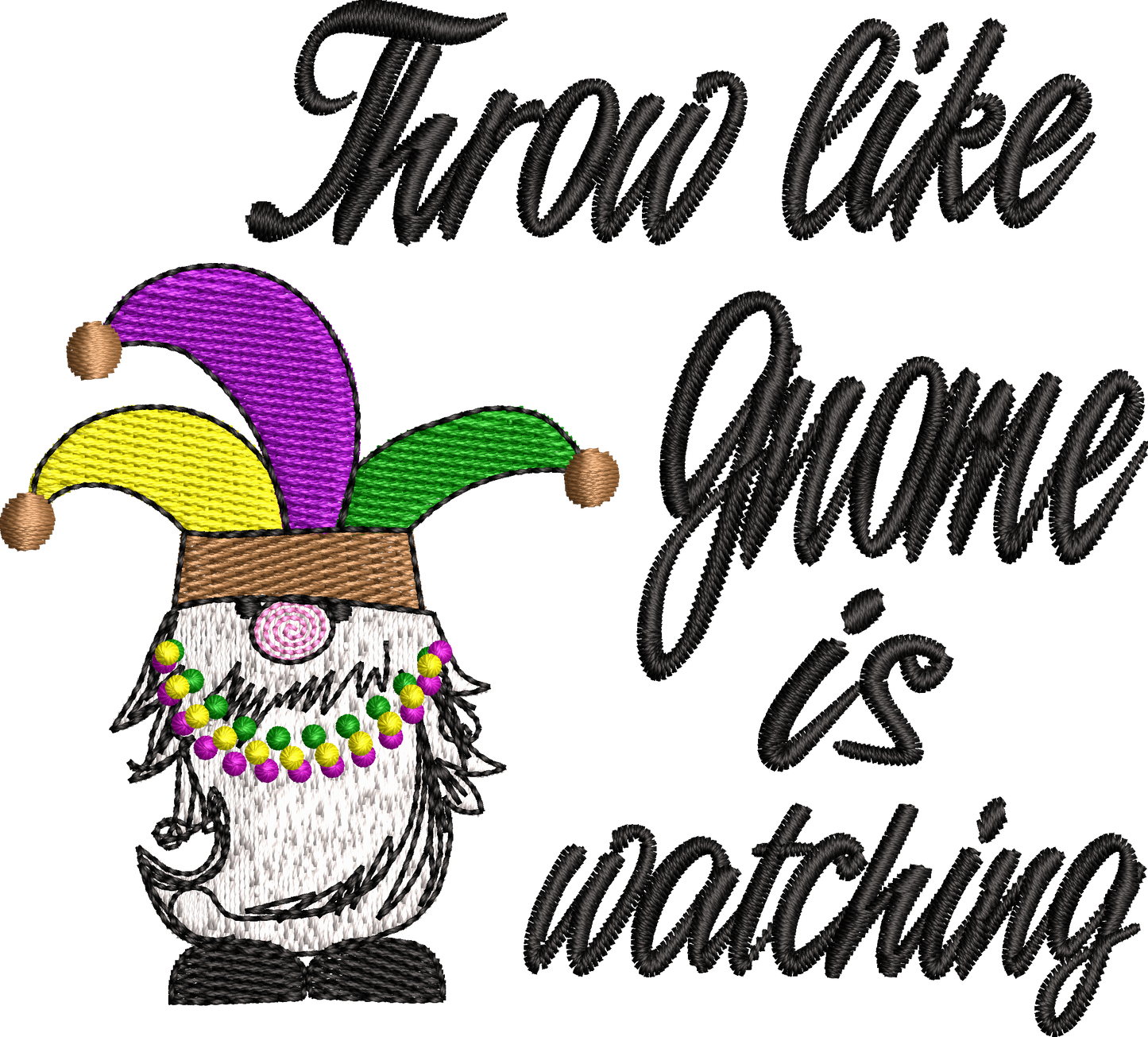 Mardi Gras Gnome Machine Embroidery Design