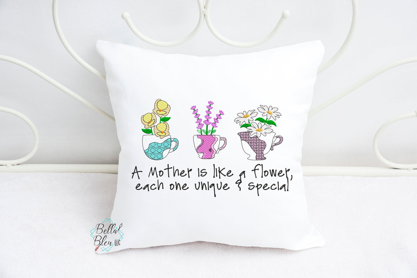 Sketchy Mother's Day Teacup Machine Embroidery Design