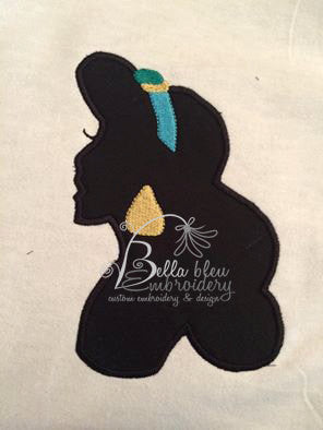 Princess Jasmine inspired Silhouette Applique Embroidery Designs Design