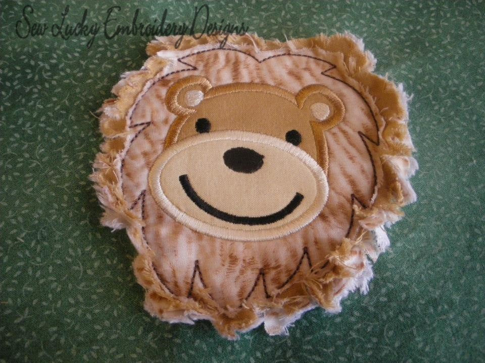 Raggy Lion head bean stitch applique