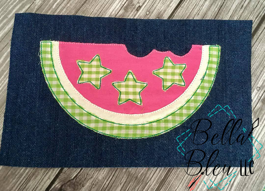 Raggy 4th of July Watermelon slice applique Machine Embroidery design