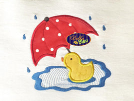 Rainy Day Umbrella & Duckie Ducky Duck Applique Embroidery Design