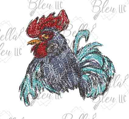 Rooster 7 Scribble Sketch