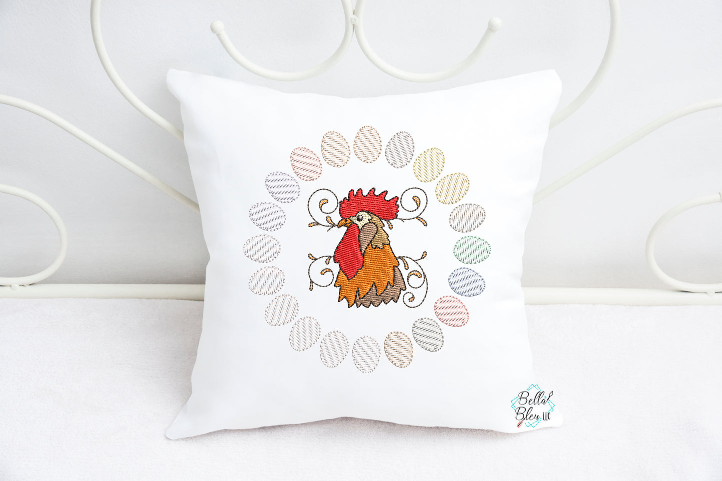 Sketchy Rooster Farmhouse machine embroidery design 4x4