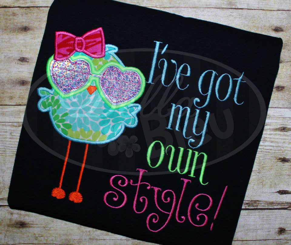 Little Miss Diva Sassy Bird Machine Applique Embroidery Design