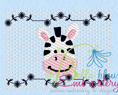 Machine embroidered hand towel, cute Zebra design!