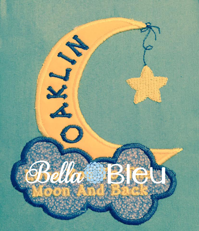 Baby Moon and Clouds Machine Applique Embroidery Design