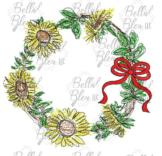 Scribble Sunflower Wreath