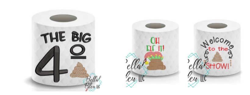 Toilet Paper Embroidery Design Bundle of 97