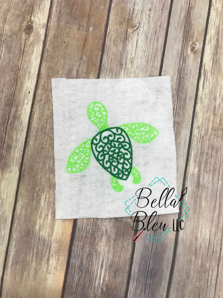 Swirl Nautical Sea Turtle fill Machine Embroidery design 10x10