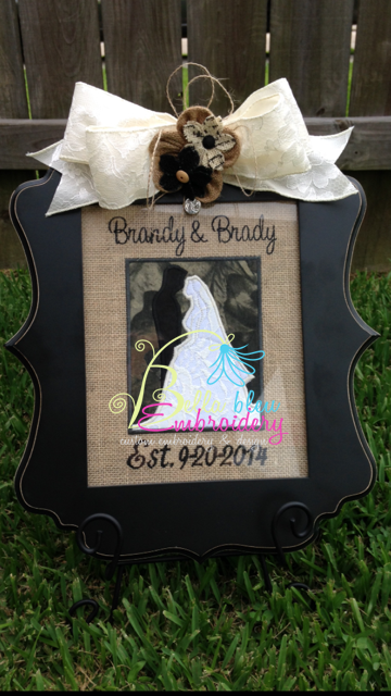 Bride and Groom Silhouette Applique Machine Embroidery Design